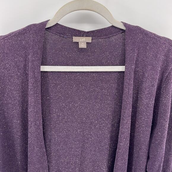 J. Jill silk cotton blend longline open front cardigan sz M - Picture 2 of 5